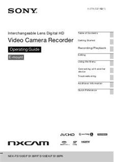 Sony NEX FS100 manual. Camera Instructions.